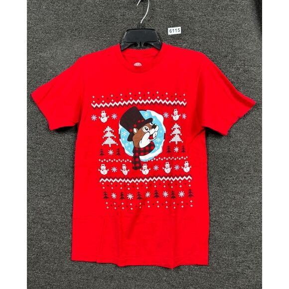 Buc-ees Christmas T-Shirt Unisex Size M Red Holiday "Worth Melting For" - Picture 1 of 5